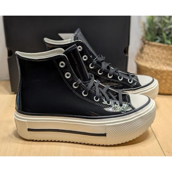 Converse CTAS Lift Double Stack Platform Patent Leather High Top Sneakers NIB - Picture 2 of 14